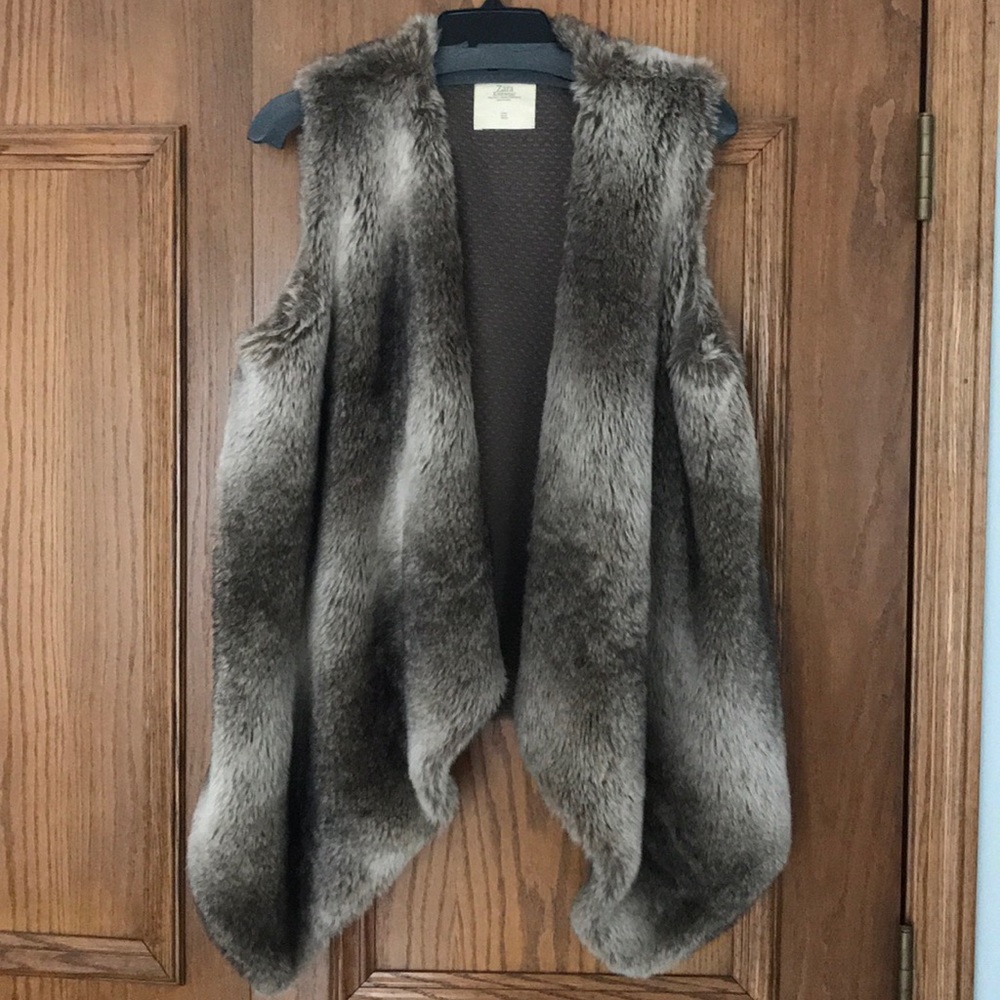 Zara Asymmetric Faux Fur Vest
